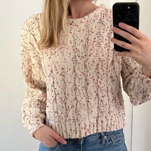 Moon & Madison Cream / Pink Knit Sweater